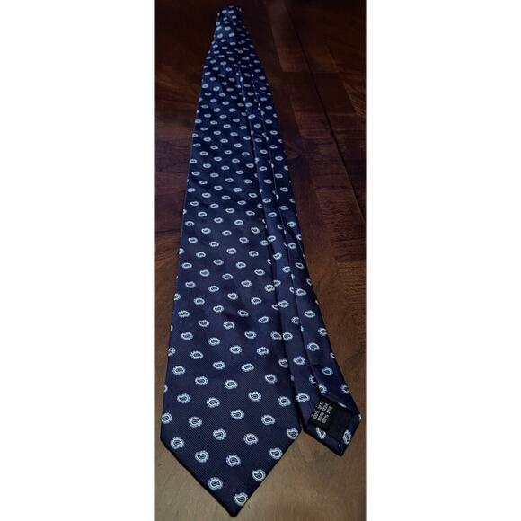 Yves Saint Laurent Pour Homme Blue Repp 100% Silk Men’s Neck Tie Made In Italy - Picture 3 of 9